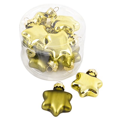 Weihnachtskugel Sterne Premium 10er Set Glas 5x4x2cm Xmas Baumschmuck (Grün) von Dadeldo