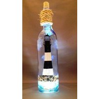 Leuchtturm-Handbemalte Weinflasche Mit Weichem Led-Licht von DadsGlassGarden