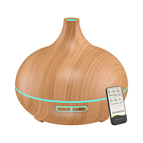 Dadson 500ml Aroma Diffuser für Duftöle, Luftbefeuchter, Raumbefeuchter, Lufterfrischer Wohnung, Raumduft Elektrisch, Aromatherapie, Diffusor mit 7-farbigem LED-Licht (Hellbraun) von Dadson