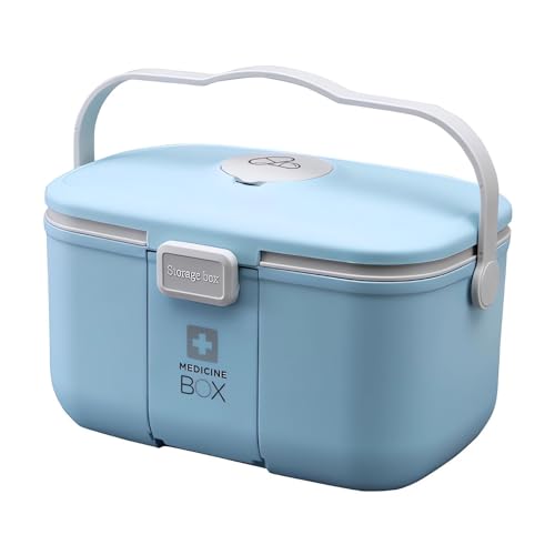 Daehun Medizinbox, Hohes Volumen Portable Medikamentenbox,Medizinkoffer Outdoor Aufbewahrungsboxen, Mit einem Tragegriff,28x17x18cm (Blau) von Daehun