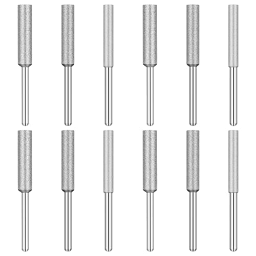 12 Pcs Diamant Kettensägenschärfer, Kettensägen Schleifsteine Schleifstift, Schleifbohrer 3 Verschiedene Größe 4.0mm, 4.8mm, 5.5mm für Kettensägen zum Schärfen und Schleifen (Schmirgel) von Daelesr