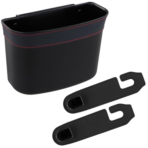 2 Doppelhaken für Autositzrückseite, Universal Autositzhaken Automülleinmer Set, Fahrzeug-Mülleimer, Mülleimer Auto, Leder-Rückenlehnenhaken, Mülleimer Klein für Autositz Accessoires von Daelesr
