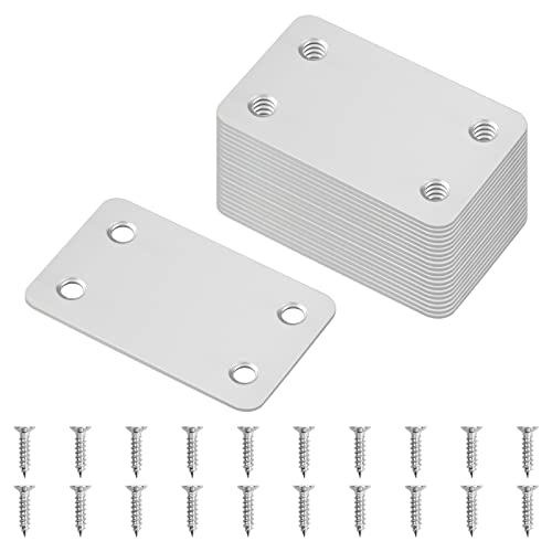 20 Stück Flache Ecke Bracket, Ausbessern Flache Platte mit Schrauben, Edelstahl Flachverbinder Lochplatten, Flat Plate Bracket für Befestigung Holz Möbelreparatur 60x 38 x 1.5mm, 4 Löcher von Daelesr