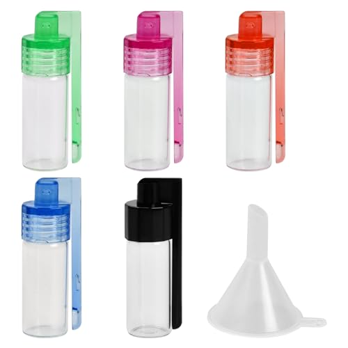 5 Stück Glas Kleine Aufbewahrungsflasche, Gewürzpulver Pulver Dosierer, Wiederverwendbare Flaschen mit Trichter, Gewürzpulver Werkzeug für Reisen Outdoor (Zufällige Farbe) von Daelesr