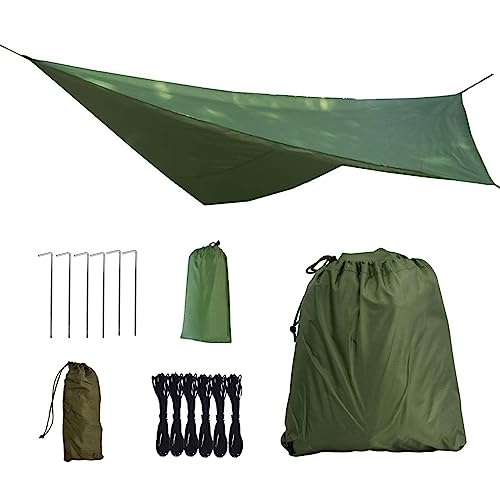 Camping Zeltplane wasserdichte 3x3M, Tent Tarp Shelter, Tarp für Hängematte Regenschutz Sonnenschutz, Ultraleicht UV Schutz Sonnensegel Zelt mit Ösen Erdnägel Seilen, für Picknick Reisen (Grün) von Daelesr