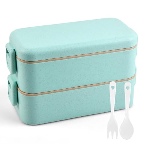 Daelesr Lunchbox 800ml, Bento Box mit 2 Fächern, Brotdose Erwachsene für Adults Kinder, Lunch Boxen (Grün) von Daelesr