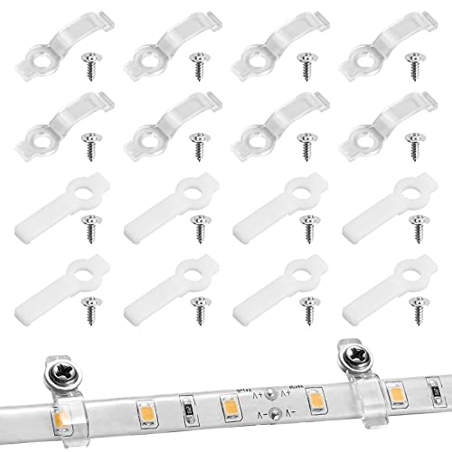 Daelesr 200 Stück Licht Montagehalterung, Led Strip Halterung Befestigung Clips Einen Seite Befestigungsleiste, mit 200 Stk Nichtmagnetischen Schrauben, für 8mm Breite Lichtstreifen, 2 Arten (8MM) von Daelesr