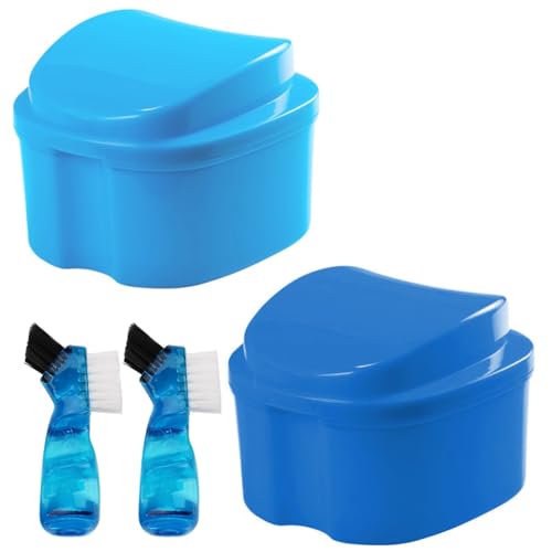 Daelesr Prothese Box, Prothesen Aufbewahrungsbox, Prothesendose, Gebissdose Zahnprothesendose, Dentures Case 2 Stück Zahnprothese Etui 2 Reinigerbürsten, zum Reinigen und Aufbewahren Von Prothesen von Daelesr