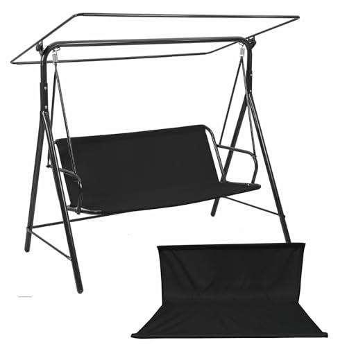 Ersatz-Schaukelsitzbezug, Abdeckung für die Sitze der Hollywoodschaukel, wasserdichte Sitzbezug, Stuhlbezug Terrassenschaukelkissen für Gartenschaukel, Hof, Balkon (148 x 50 x 50 cm, Schwarz) von Daelesr