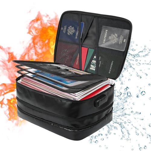Feuerfeste Dokumententasche Groß, Feuerfeste wasserdichte Tasche mit Zahlenschloss, Zusammenklappbare Feuerfeste Dokumentenbox, Tragbarer Aktenkoffer Dokumentenkoffer für Wichtige Dokumente (A) von Daelesr