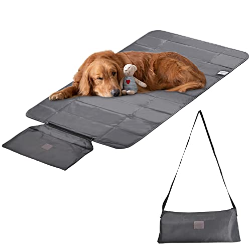 Hundedecke Outdoor, Hundepolster Wasserdicht Faltbar, Decke Hund Unterwegs, Katzendecken Waschbar, Hundematte Wasserdicht für Draußen - 100 x 70cm (Grau) von Daelesr