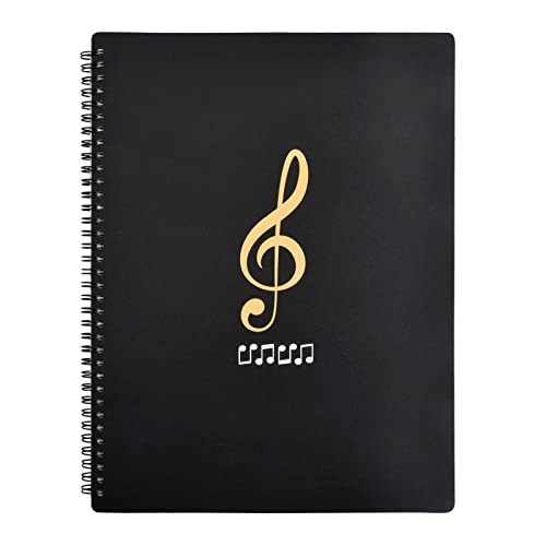 Ordner A4 Noten Schwarz, Wasserdicht Musik Präsentationsmappe A4 mit 60 Hüllen, Doppelseitiger KlavierNoten Halter Aufbewahrung, Professionell Notenmappe für Notenblätter Chor Musiker Anfänger (B) von Daelesr