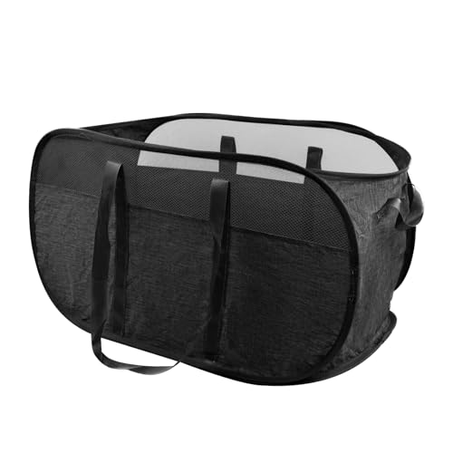Pop up Wäschekorb, Faltbarer Wäschekorb, 36 x 36 x 58cm Klappbarer Wäschekörbe mit Henkel, Tragbar Wäschekorb Aus Mesh, Atmungsaktiver Wabennetz-Wäschekorb Für Badezimmer, Wohnheim, Reisen (schwarz) von Daelesr