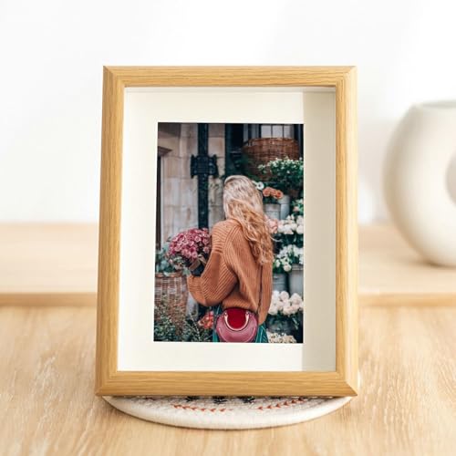 Daesar 3D Bilderrahmen 25x30CM MDF Eiche 1 Stück, Fotorahmen Rechteckig mit Glasscheibe Bilderrahmen für Wohnzimmer Schlafzimmer Büro von Daesar