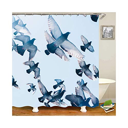 Daesar 3D Duschvorhang Polyester-Stoff Vintage Tauben Duschvorhang Anti-Schimmel 90x180 cm von Daesar