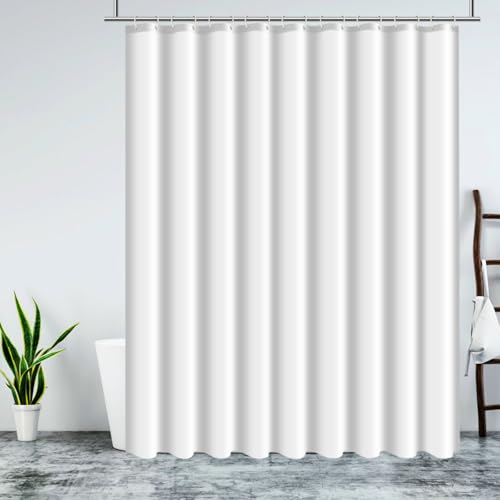 Daesar Duschvorhang Weiß 180x180, Duschvorhang Antischimmel Bad Vorhang Einfarbig Duschvorhänge Stoff Waschbar für Badewannen von Daesar