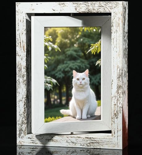 Daesar Bilderrahmen 13x18CM Weiß, Holzrahmen Drehbar Doppelseitig mit Ständer Bilderrahmen für Fotos Bilder und Puzzle von Daesar