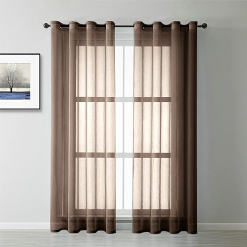 Daesar Braun Vorhänge 2er Set, Vorhänge Halbtransparent Polyester mit Ösen Modern Einfarbig Vorhänge Lichtdurchlässig Wohnzimmer Küche 107x214 Daesar Braun Vorhänge 2er Set, Vorhänge Halbtransparent Polyester mit Ösen Modern Einfarbig Vorhänge Lichtdurchlässig Wohnzimmer Küche 107x214 von Daesar