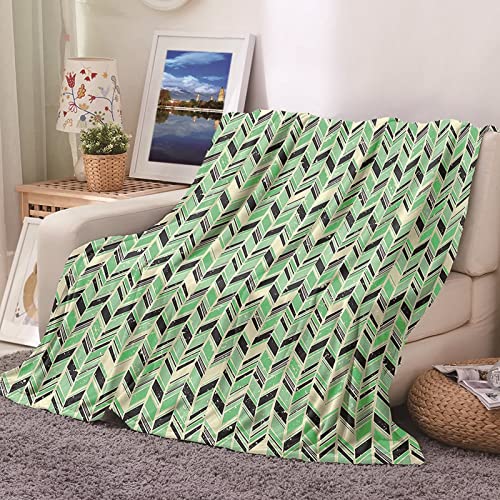 Daesar Flanelldecke 150X200,Wohndecke Warm Winter Grün Gemustert Geometrie Kuscheldecke Winterdecke Sofa von Daesar