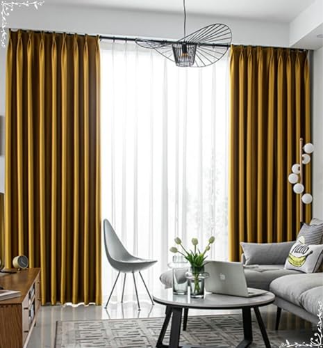 Daesar Gardinen Blickdicht 102x160CM, Vorhang Verdunkelung mit Haken 2er Set Modern Einfarbig Schiebevorhänge Gelb Vorhänge Schlafzimmer Wohnzimmer Daesar Gardinen Blickdicht 102x160CM, Vorhang Verdunkelung mit Haken 2er Set Modern Einfarbig Schiebevorhänge Gelb Vorhänge Schlafzimmer Wohnzimmer von Daesar