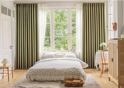 Daesar Gardinen Blickdicht 137x214CM, Vorhang Verdunkelung mit Haken 2er Set Modern Einfarbig Schiebevorhänge Olivgrün Vorhänge Schlafzimmer Wohnzimmer von Daesar