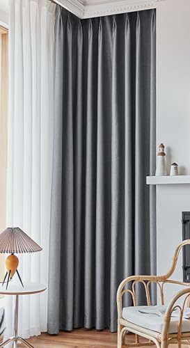 Daesar Gardinen Blickdicht Dunkelgrau 107x160CM, Verdunkelungsvorhänge mit Haken 2er Set Leinenoptik Einfach Modern Schiebevorhänge Vorhang Schlafzimmer Wohnzimmer von Daesar