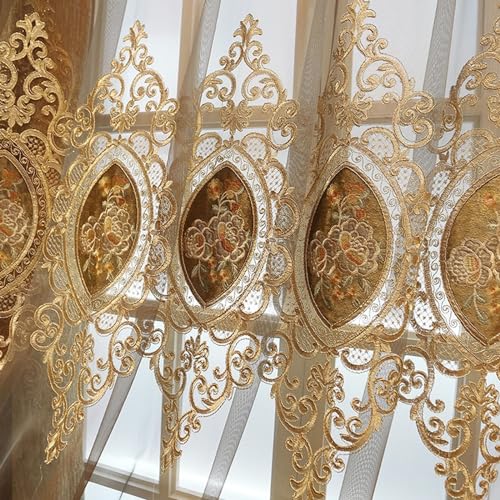 Daesar Gardinen Lichtdurchlässig mit Haken 107x244CM, Vorhänge 2er Set Braun Nordisch Jacquard mit Blumen Motiv Vorhänge Halbtransparent Schlafzimmer Wohnzimmer Küche von Daesar