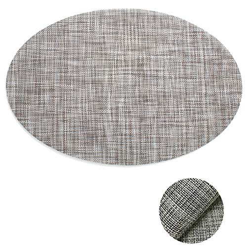Daesar Platzdeckchen 6er Set Tischmatte Vinyl, Oval Grau Tischsets Abwaschbar und rutschfest 45x30CM von Daesar