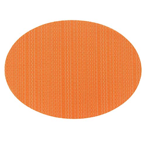 Daesar Platzdeckchen Abwaschbar Vinyl, Oval Orange Tischset rutschfest 6er Set 45x32.5CM von Daesar