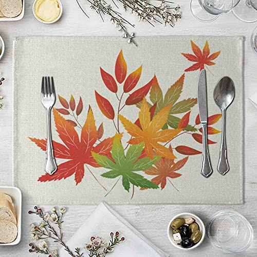 Daesar Platzdeckchen Baumwolle 42x32, Tischsets 4er Set Abwaschbar Herbst Motiv Ahornblätter Muster Platzset für Esstisch Holztisch Glastisch von Daesar