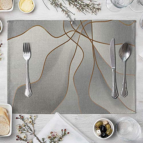 Daesar Platzdeckchen Leinen 40X30CM rutschfest, Tischsets 4er Set Tischmatten Abwaschbar Streifen Muster von Daesar