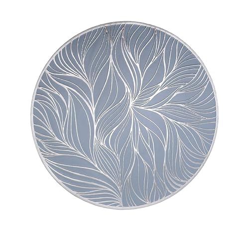 Daesar Platzdeckchen Rund 38CM 2er Set, Tischsets Platzsets Nordisch mit Meeresalge Muster Platzdeckchen PVC Grau Silber Platzsets rutschfest Abwaschbar von Daesar