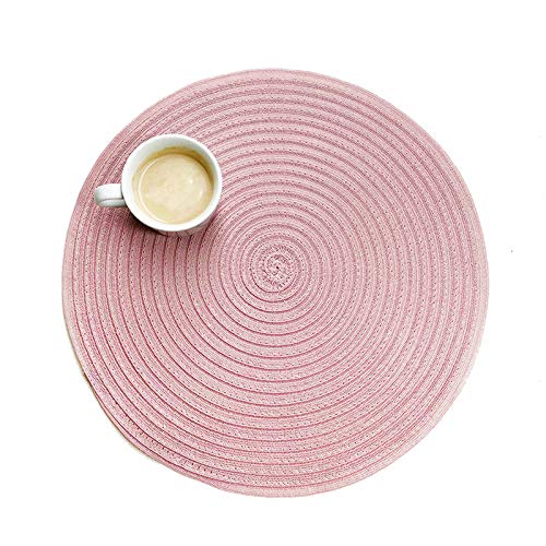 Daesar Platzdeckchen Tischset Abwaschbar rutschfest, Rund Rosa Tischmatte Platzmatte 2er Set Vinyl 38x38CM von Daesar