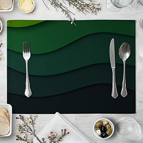 Daesar Platzset Abwaschbar, Platzdeckchen Baumwolle 8er Set 42x32 Schwarz Grün Wellen Muster Tischset für Glastisch Holztisch Esstisch von Daesar