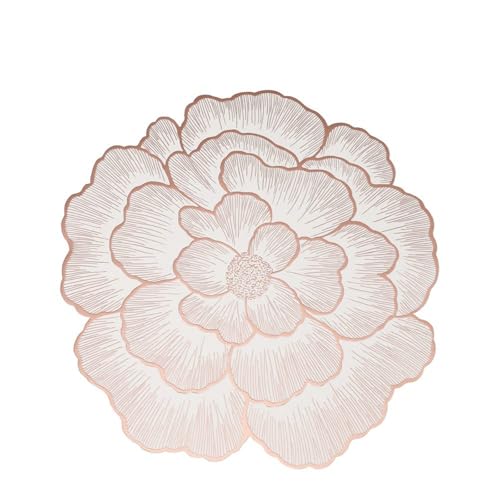 Daesar Platzset Rund 38CM 2er Set, Platzdeckchen Abwaschbar Rose Blumen Tischsets PVC Aesthetic Weiß Rosa von Daesar