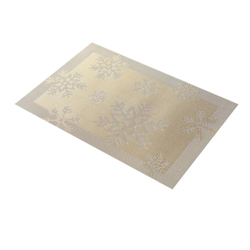 Daesar Platzsets Abwaschbar 2er Set PVC, Tischsets Rechteckig 45x30CM mit Schneeflocken Muster Gold Platzdeckchen Waschbar Weihnachten von Daesar