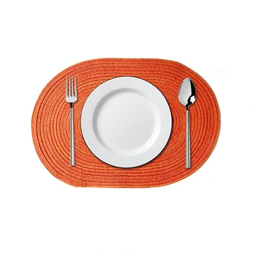 Daesar Platzsets Abwaschbar Stoff, Tischsets Oval 50x35CM Japanisch Gewebt Uni Platzdeckchen Waschbar 2er Set Orange von Daesar