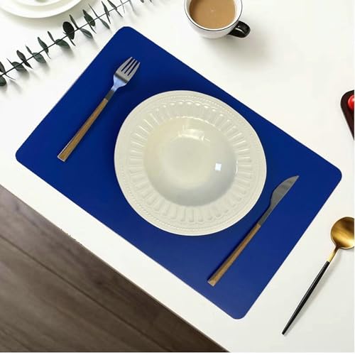 Daesar Platzsets Rechteckig 30x43CM Königsblau, Platzdeckchen Abwaschbar 8er Set Einfarbig Modern Leder Tischsets Outdoor Wetterfest für Gartentisch Esstisch von Daesar