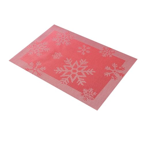 Daesar Platzsets rutschfest Abwaschbar, Tischsets 4er Set Rechteckig 45x30CM mit Schneeflocken Muster Platzdeckchen PVC Weihnachten Rot von Daesar