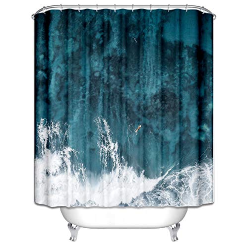 Daesar Polyester-Stoff Duschvorhang Antischimmel Meer und Surfer Wasserdicht Duschvorhang 90x180CM von Daesar