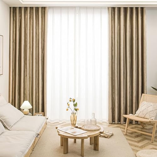 Daesar Schiebengardinen Blickdicht, Verdunklungsvorhänge mit Ösen 2er Set 102x214CM Modern mit Geometrie Motiv Schlafzimmer Gardinen und Vorhänge Beige von Daesar
