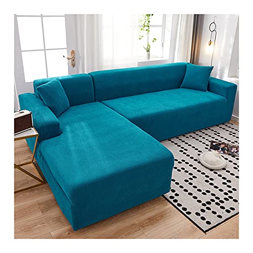 Daesar Sofabezug L Form 2er Set Wasserdicht 235-300, Couchbezug Eckcouch 3 Sitzer Modern Blau Grün Überwurf Sofa XL Polyester von Daesar