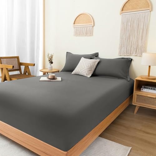 Daesar Spannbettlaken Boxspringbett 180x220, Spannleintuch Baumwolle Einfarbig Bettwäsche Spannbettlaken Topper Dunkelgrau -1 Stück, ohne Kissenbezüge Daesar Spannbettlaken Boxspringbett 180x220, Spannleintuch Baumwolle Einfarbig Bettwäsche Spannbettlaken Topper Dunkelgrau -1 Stück, ohne Kissenbezüge von Daesar