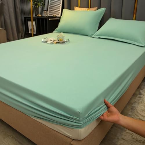 Daesar Spannleintuch Boxspringbett 120x200, Spannbettlaken Topper Mikrofaser Einfarbig Bettwäsche Spannleintuch Grün für Schlafsaal Hotel-1 Stück, ohne Kissenbezüge von Daesar