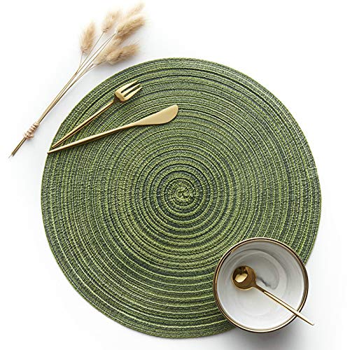 Daesar Tischsets Abwaschbar rutschfest Rund Grün, Platzdeckchen Vinyl 4er Set 35x35CM von Daesar