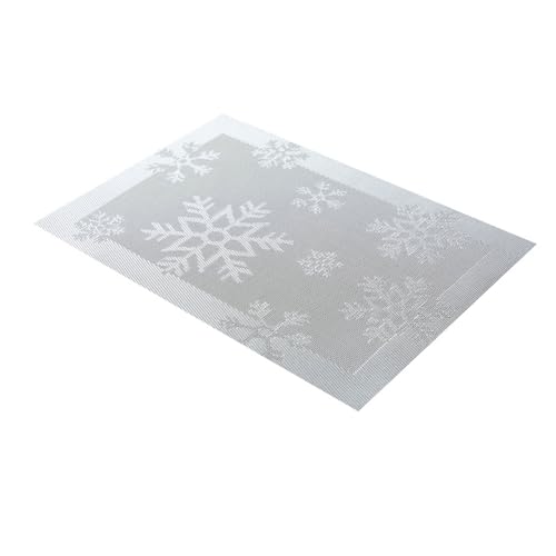 Daesar Tischsets Platzsets Rechteckig 45x30CM, Platzdeckchen Abwaschbar 2er Set Weihnachten mit Schneeflocken Muster Platzset rutschfest PVC Grau von Daesar