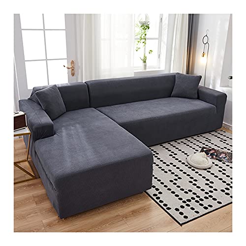 Daesar Überwürfe Sofabezug Wasserdicht, Couchbezug Stretch Eckcouch Polyester L Form Modern Dunkelgrau Sofa Überzug Ecksofa 3 Sitzer 235-300 von Daesar