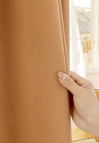 Daesar Verdunkelungsvorhang Schienensystem Kinderzimmer, Schiebevorhänge Blickdicht 2er Set Leinenoptik Modern Einfach 107x244CM Orange Gardinen Vorhänge Schlafzimmer Wohnzimmer von Daesar