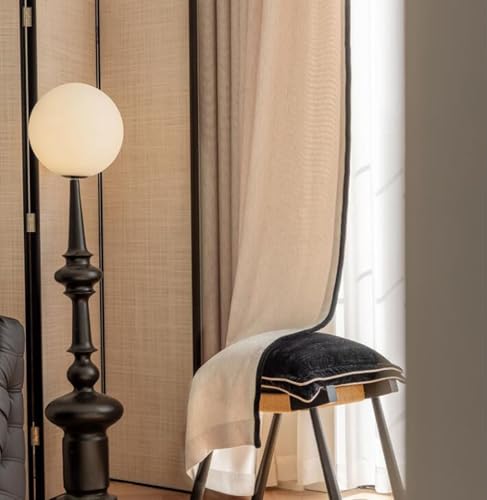 Daesar Verdunklungsvorhänge 2er Set 132x138CM, Vorhang Blickdicht mit Ösen Modern Einfarbig mit Schwarzen Rändern Gardinen Vorhänge Beige Wohnzimmer Schlafzimmer von Daesar