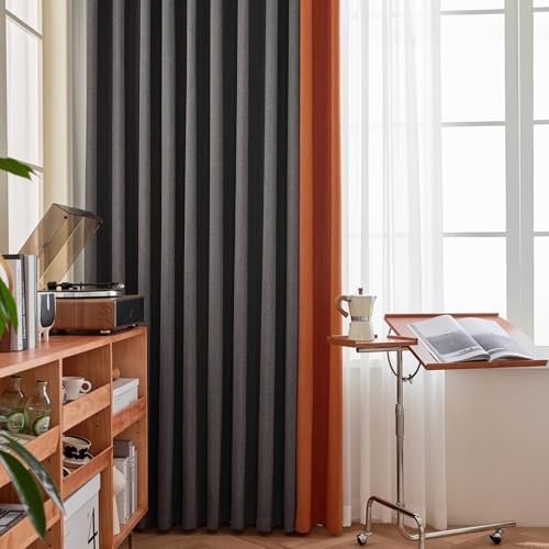Daesar Verdunklungsvorhänge Dunkelgrau Orange 2er Set, Vorhänge Blickdicht mit Ösen 137x244CM Modern Zweifarbig Gardinen Vorhänge Schlafzimmer Wohnzimmer von Daesar